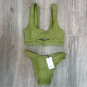 Worn once Bond-eye Bikini Set Sasha Swim Top & Scene Brief Bottom Citron Green